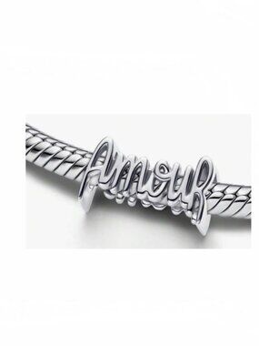 New 3D Amour Word Silver Charm for Pandora type Bracelet